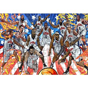 Nba Rüya Takımı Çizim Puzzle Yapboz Mdf Ahşap 120 Parça
