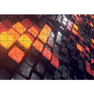 Turuncu Ve Siyah Küpler Döşeme Puzzle Yapboz Mdf Ahşap 120 Parça