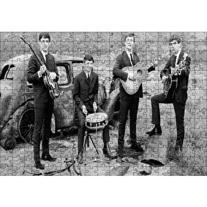 Beatles Grup Fotoğrafı Siyah Beyaz Puzzle Yapboz Mdf Ahşap 255 Parça