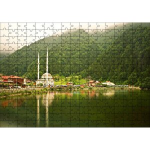Trabzon Uzungöl Cami Ve Ormanlar Puzzle Yapboz Mdf Ahşap 255 Parça