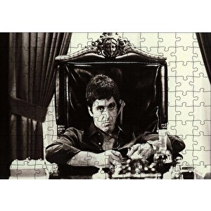 Tony Montana Siyah Beyaz Puzzle Yapboz Mdf Ahşap 120 Parça