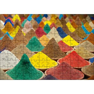 Kaselerde Renkli Toz Baharatlar Puzzle Yapboz Mdf Ahşap 120 Parça