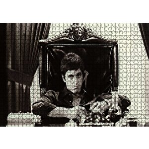 Tony Montana Siyah Beyaz Puzzle Yapboz Mdf Ahşap 1000 Parça