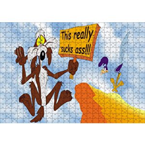 Road Runner Ve Coyote Uçurumdan Aşağı Puzzle Yapboz Mdf Ahşap 500 Parça
