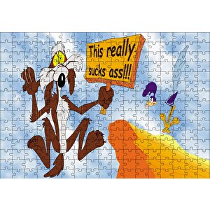 Road Runner Ve Coyote Uçurumdan Aşağı Puzzle Yapboz Mdf Ahşap 255 Parça