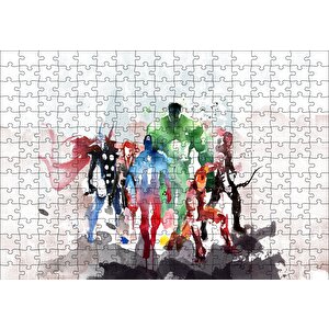 Avengers Tüm Kahramanlar Sulu Boya Puzzle Yapboz Mdf Ahşap 255 Parça