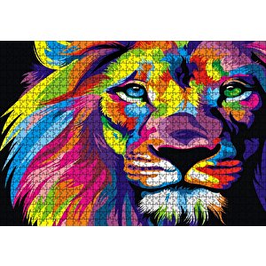 Rengarenk Erkek Aslan Artwork Puzzle Yapboz Mdf Ahşap 1000 Parça