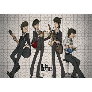 The Beatles Karikatürize Çizim Puzzle Yapboz Mdf Ahşap 500 Parça