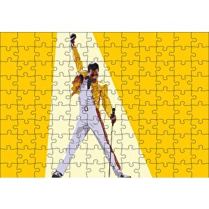 Freddie Mercury Sarı Zemin Puzzle Yapboz Mdf Ahşap 120 Parça