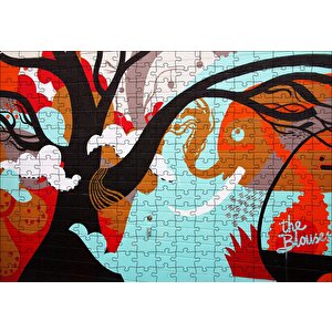 Siyah Ağaç Fil Ve Soyut Şekiller Puzzle Yapboz Mdf Ahşap 255 Parça