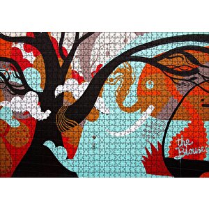 Siyah Ağaç Fil Ve Soyut Şekiller Puzzle Yapboz Mdf Ahşap 1000 Parça