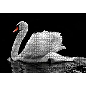 Göldeki Beyaz Kuğu Monochrome Puzzle Yapboz Mdf Ahşap 1000 Parça