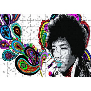 Jimi Hendrix Soyut Şekiller Puzzle Yapboz Mdf Ahşap 120 Parça