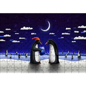 Penguenler Yılbaşı Hediyesi Denizanası Puzzle Yapboz Mdf Ahşap 120 Parça