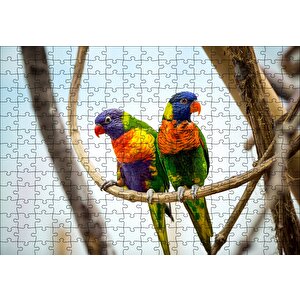 Daldaki Papağan Çift Puzzle Yapboz Mdf Ahşap 255 Parça