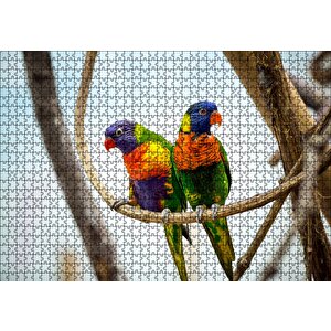 Daldaki Papağan Çift Puzzle Yapboz Mdf Ahşap 1000 Parça