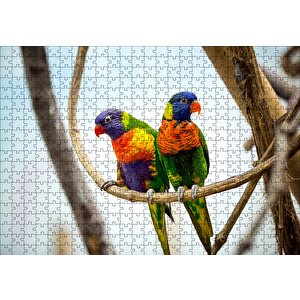 Daldaki Papağan Çift Puzzle Yapboz Mdf Ahşap 500 Parça