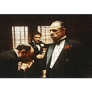 The Godfather Marlon Brando El Öpme Sahnesi Puzzle Yapboz Mdf Ahşap 255 Parça