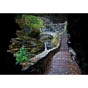 Orman Mağara Merdivenler Ve Şelale Puzzle Yapboz Mdf Ahşap 1000 Parça