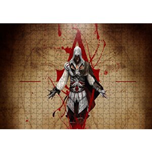 Assassins Creed Suikastçi Ve Leonardo Çizimi Puzzle Yapboz Mdf Ahşap 500 Parça