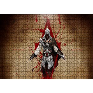 Assassins Creed Suikastçi Ve Leonardo Çizimi Puzzle Yapboz Mdf Ahşap 1000 Parça