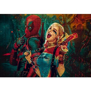 Harley Quinn Ve Spider-man Çizim Puzzle Yapboz Mdf Ahşap 255 Parça