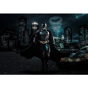 Batman Kara Şövalye Ve Gökyüzünde Logosu Puzzle Yapboz Mdf Ahşap 500 Parça
