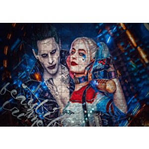 Harley Quinn Ve Joker İllüstrasyon Puzzle Yapboz Mdf Ahşap 255 Parça