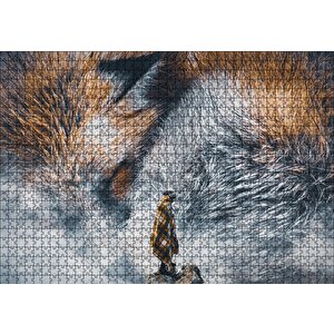 Tilki Gözü Ve İnsan İllüstrasyon Puzzle Yapboz Mdf Ahşap 1000 Parça