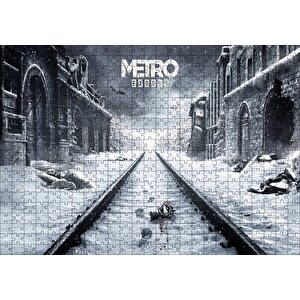 Metro Çıkışı Tarihi Binalar Karlı Raylar Görseli Puzzle Yapboz Mdf Ahşap 500 Parça