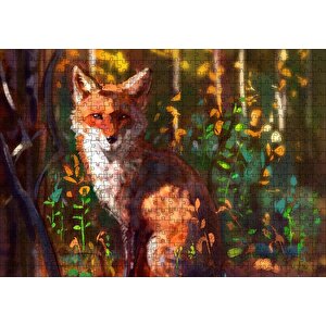 Ormandaki Tilki Dijital Sanat Puzzle Yapboz Mdf Ahşap 500 Parça