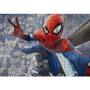 Zafer İşaretli Örümcek Adam Puzzle Yapboz Mdf Ahşap 500 Parça