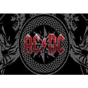Acdc Logo Üyeler Arka Planda Puzzle Yapboz Mdf Ahşap 1000 Parça