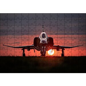 F4 Phantom Süpersonik Jet Ve Günbatımı Puzzle Yapboz Mdf Ahşap 120 Parça