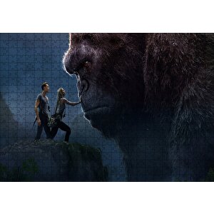 King Kong Ve İnsanlar Puzzle Yapboz Mdf Ahşap 500 Parça