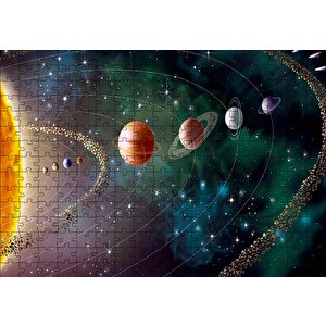 Güneş Sistemi Ve Yörüngede Gezegenler Puzzle Yapboz Mdf Ahşap 255 Parça