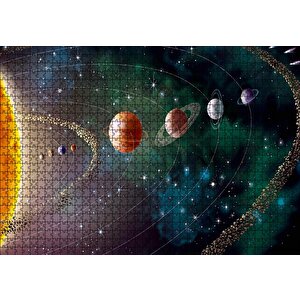 Güneş Sistemi Ve Yörüngede Gezegenler Puzzle Yapboz Mdf Ahşap 1000 Parça