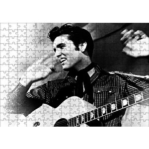 Gülümseyen Elvis Presley Ve Gitarı Sb Puzzle Yapboz Mdf Ahşap 255 Parça