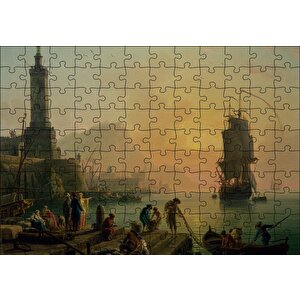 Akdeniz Limanında Huzur Yağlı Boya Puzzle Yapboz Mdf Ahşap 120 Parça