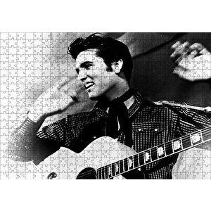 Gülümseyen Elvis Presley Ve Gitarı Sb Puzzle Yapboz Mdf Ahşap 500 Parça