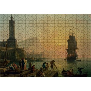 Akdeniz Limanında Huzur Yağlı Boya Puzzle Yapboz Mdf Ahşap 500 Parça