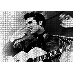 Gülümseyen Elvis Presley Ve Gitarı Sb Puzzle Yapboz Mdf Ahşap 1000 Parça