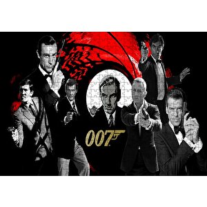Tüm James Bond'lar Bir Arada Puzzle Yapboz Mdf Ahşap 500 Parça