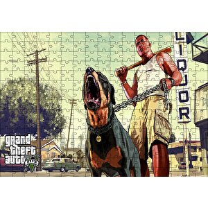 Gta 5 Franklin Ve Chop Puzzle Yapboz Mdf Ahşap 255 Parça