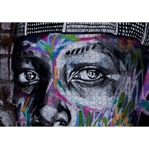 Grafiti Gözler Sokak Sanatı Görsel Puzzle Yapboz Mdf Ahşap 500 Parça