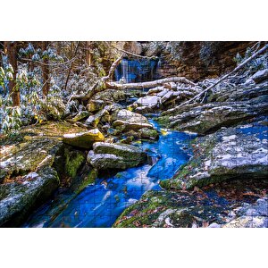 Ormandaki Şelale Ve Kayalıklar Puzzle Yapboz Mdf Ahşap 255 Parça