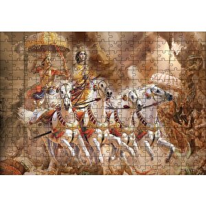Lord Krishna Savaş Sahnesi Puzzle Yapboz Mdf Ahşap 255 Parça
