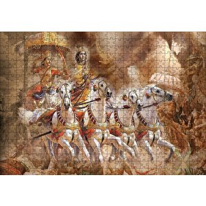 Lord Krishna Savaş Sahnesi Puzzle Yapboz Mdf Ahşap 500 Parça