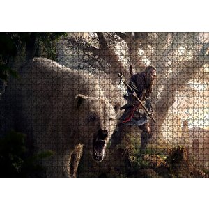 Assassins Creed Baltalı Savaşçı Ve Ayı Puzzle Yapboz Mdf Ahşap 1000 Parça