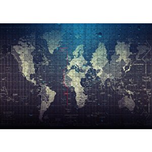 Dünya Haritası Ve Yağmur Damlaları Puzzle Yapboz Mdf Ahşap 500 Parça
